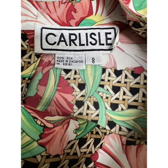Carlisle Women's Silk Colorful Pink Floral top size 8 Short Sleeve - Picture 7 of 7